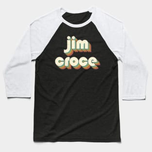 Retro Vintage Rainbow Jim Letters Distressed Style Baseball T-Shirt